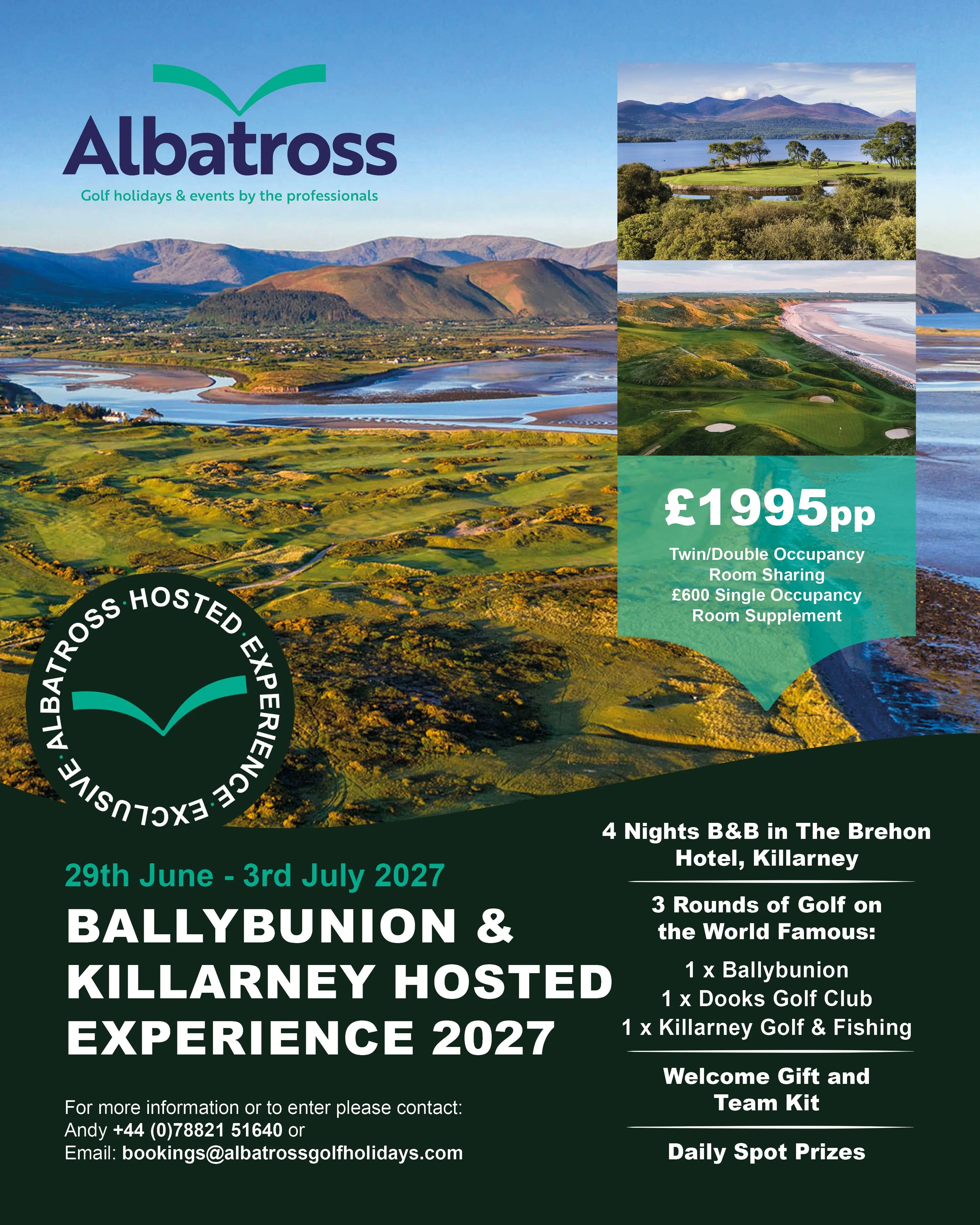 Poster titled “Ballybunion & Killarney Poster 1”, likely a travel or tourism design promoting the Irish towns of Ballybunion and Killarney