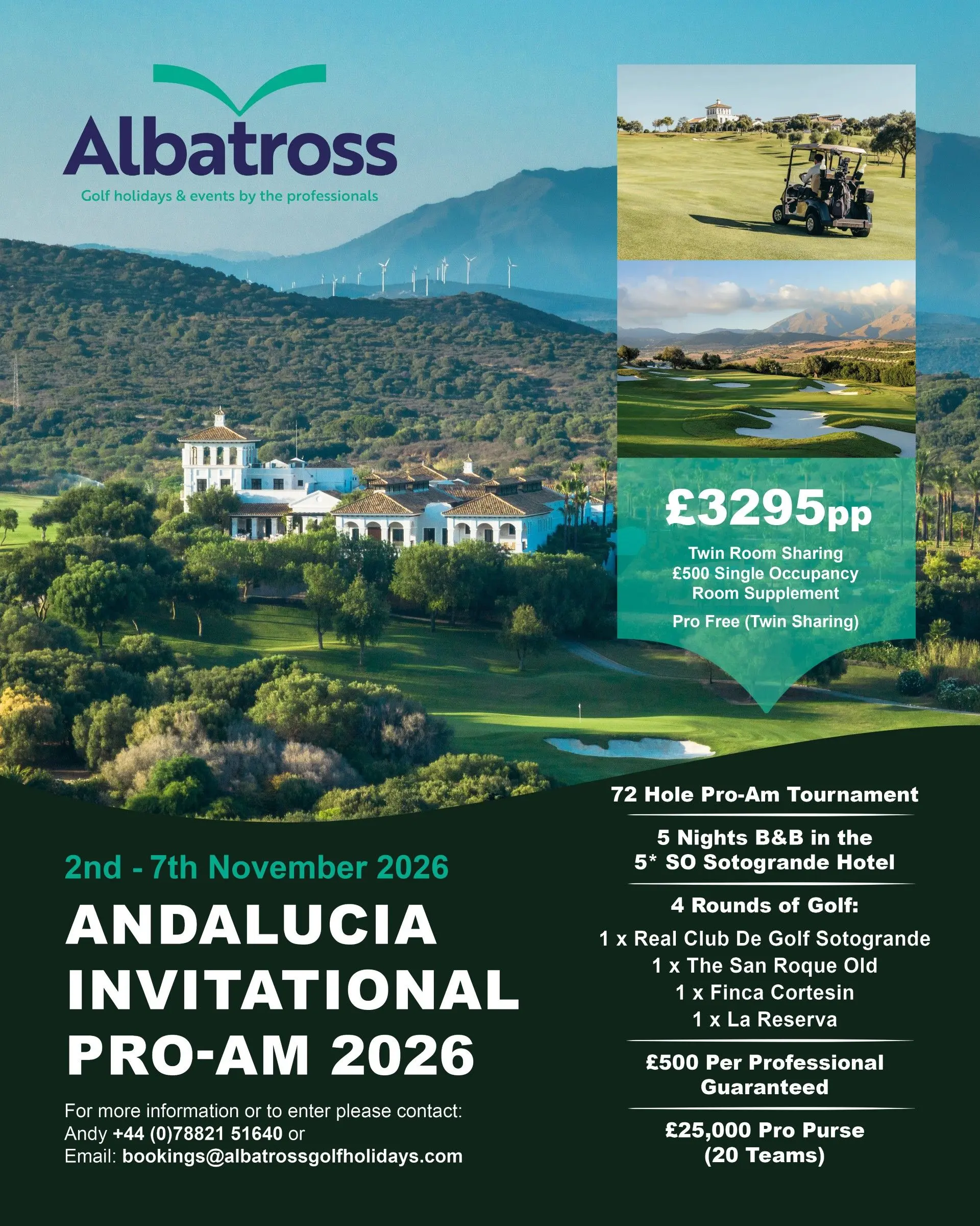 A promotional poster for the Andalucia Invitational 2026, featuring vibrant colors and dynamic graphics to capture the excitement of the event.