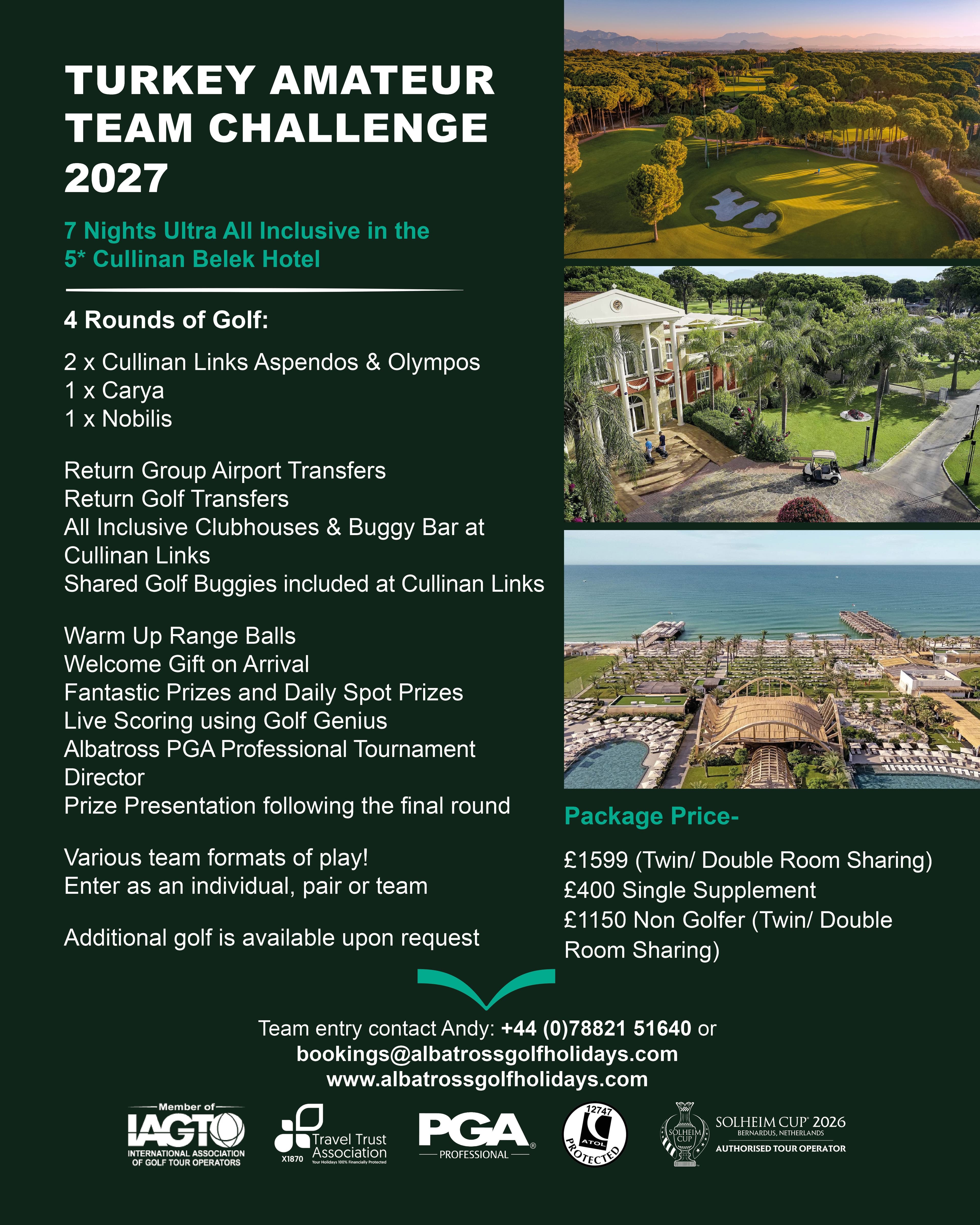 Poster titled “Turkey Amateur Challenge” featuring stylized turkey graphics, bold event text, and promotional layout for a sports or competition event.